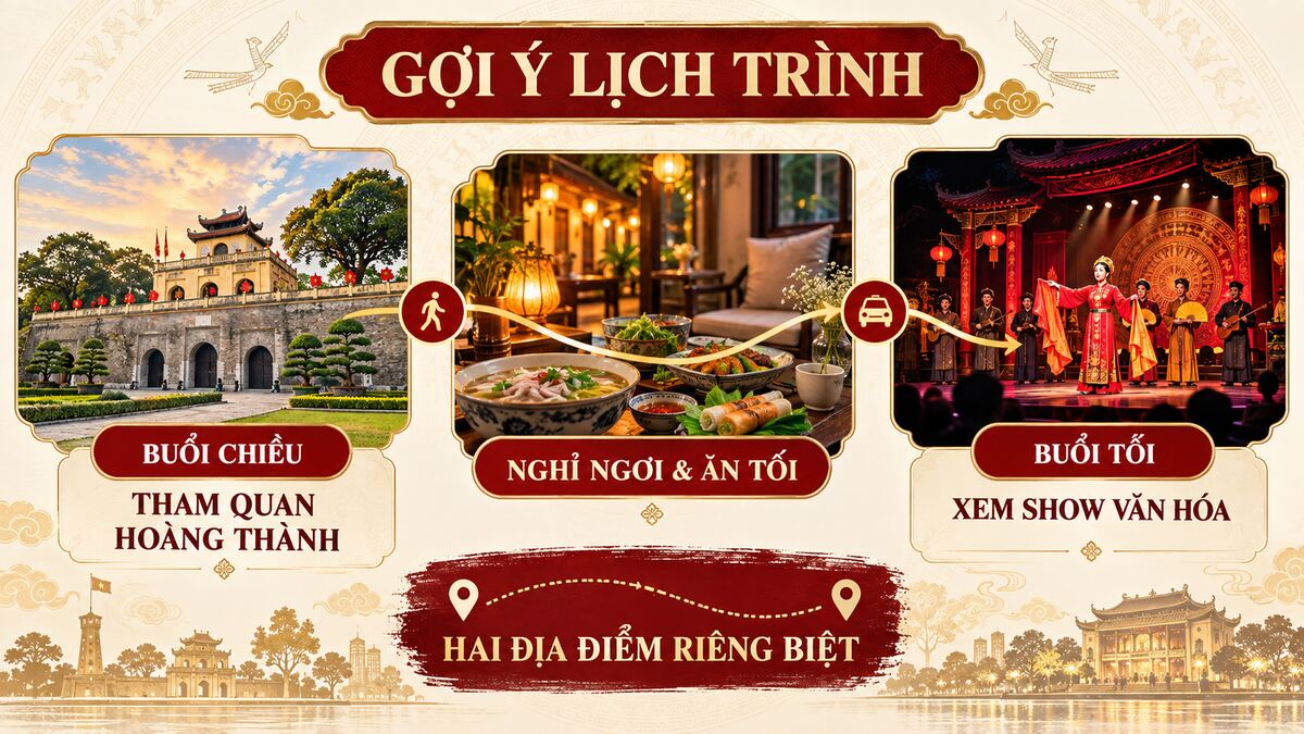 Lịch trình tham quan Hoàng Thành Thăng Long, ăn tối và xem show văn hóa