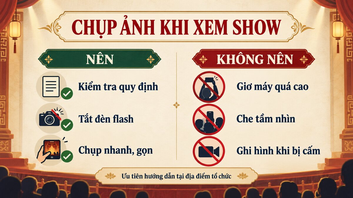 Đi xem show có được chụp ảnh không và các quy tắc cần nhớ