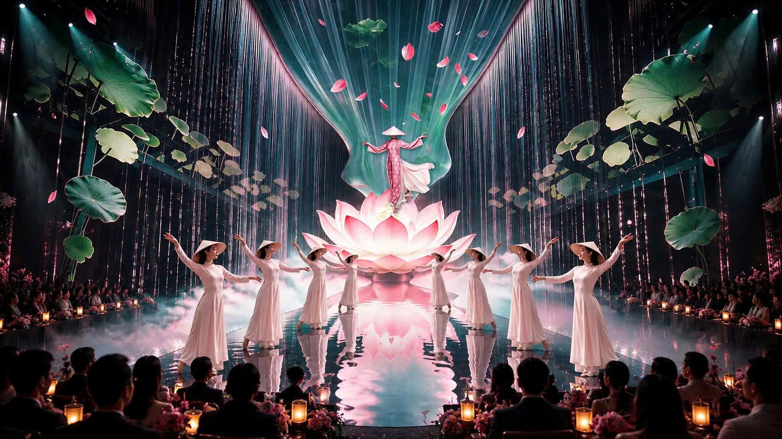 Show diễn The Love of Thăng Long với sân khấu sen đa giác quan