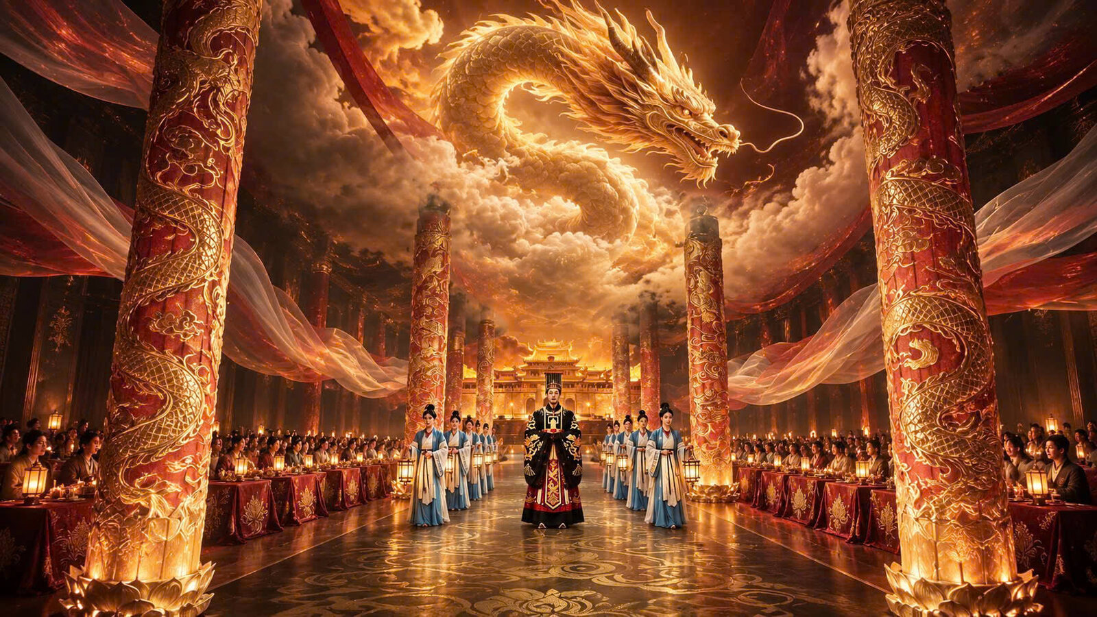 Đại cảnh rồng vàng trong show The Love of Thăng Long