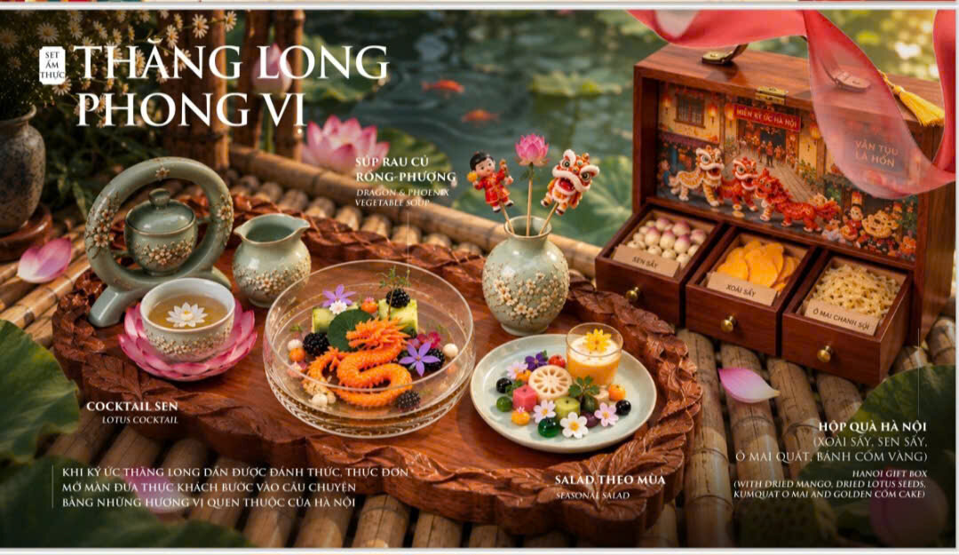 Thực đơn Thăng Long Phong Vị đi cùng màn mở đầu Hồi ức Thăng Long